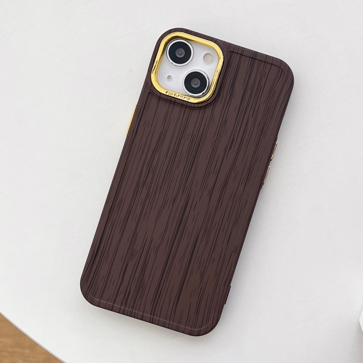 

For iPhone 11 Retro Wood Texture Shockproof Phone Case(Coffee)
