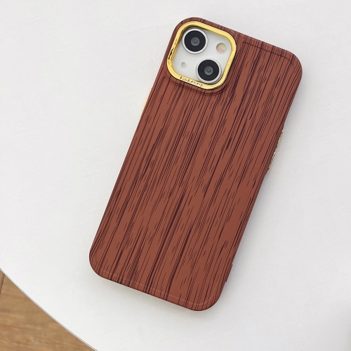 

For iPhone 13 Retro Wood Texture Shockproof Phone Case(Brown)