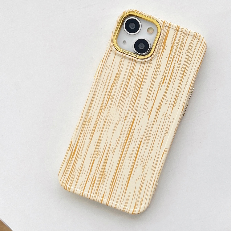 

For iPhone 14 Retro Wood Texture Shockproof Phone Case(White)