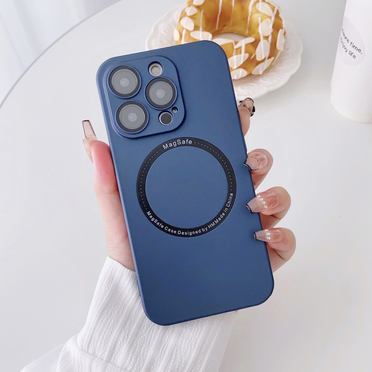 

For iPhone 14 Plus Magsafe Magnetic PC Shockproof Phone Case With Camera Lens(Blue)