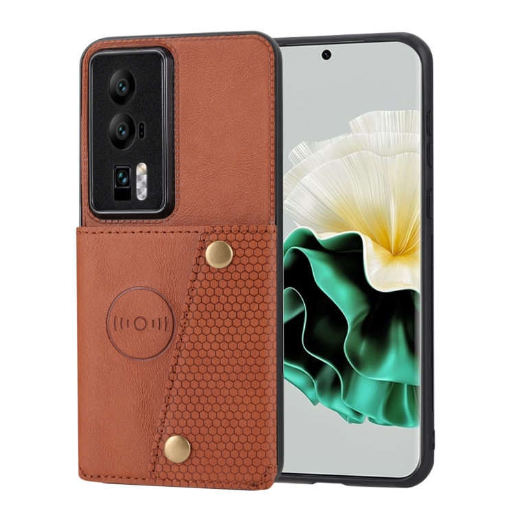 

For Huawei P60 / P60 Pro Double Buckle Magnetic PU+TPU Phone Case(Brown)