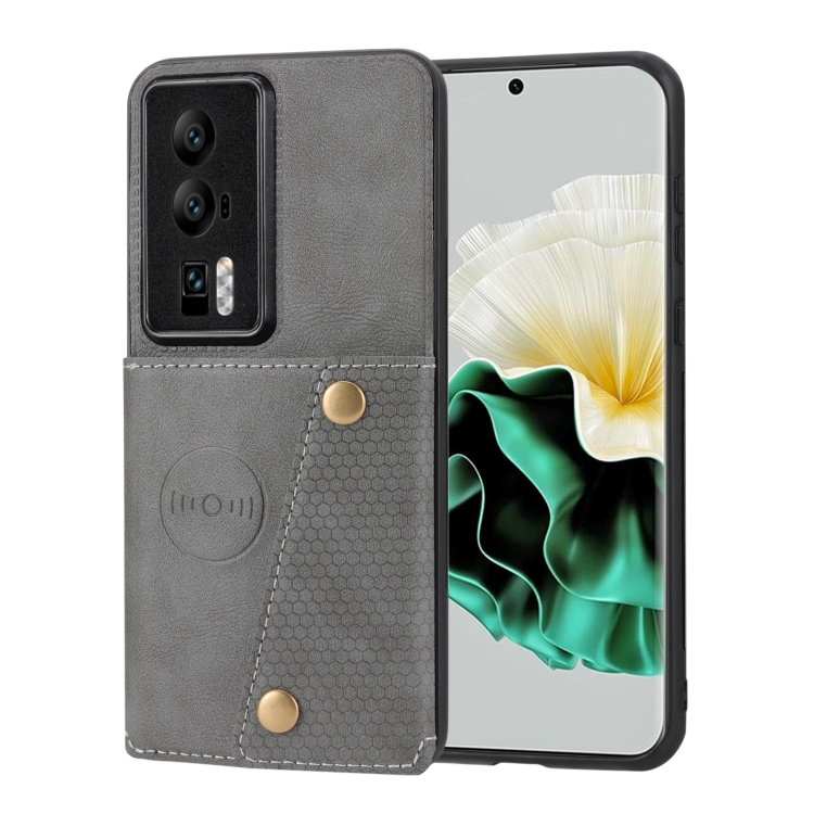 

For Huawei P60 / P60 Pro Double Buckle Magnetic PU+TPU Phone Case(Grey)