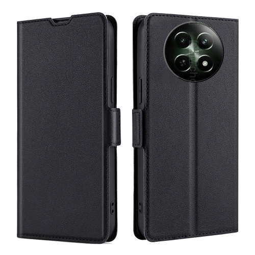 

For Realme 12 5G Ultra-thin Voltage Side Buckle Horizontal Flip Leather Phone Case(Black)
