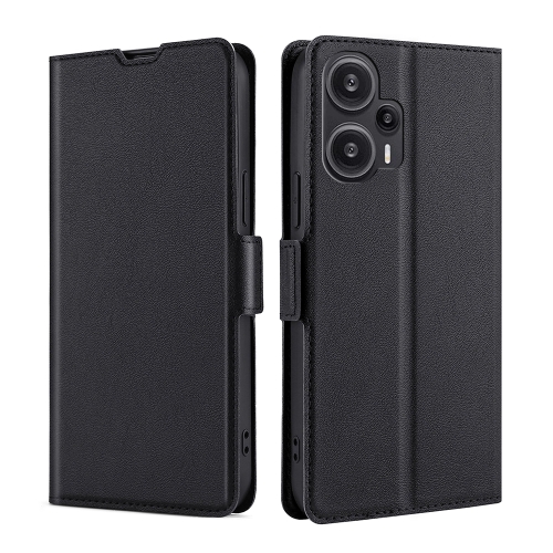 

For Xiaomi Redmi Note 12 Turbo Ultra-thin Voltage Side Buckle Horizontal Flip Leather Phone Case(Black)