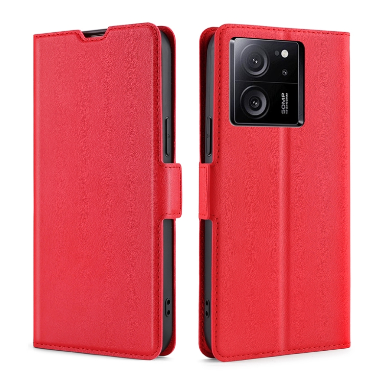 

For Xiaomi Redmi K60 Ultra Ultra-thin Voltage Side Buckle Horizontal Flip Leather Phone Case(Red)