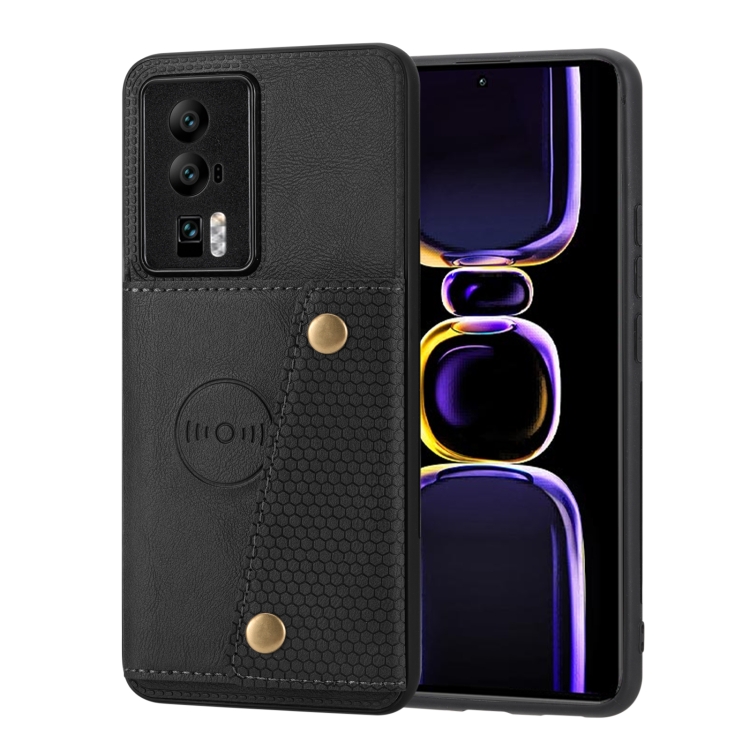 

For Xiaomi Redmi K60 / K60 Pro Double Buckle Magnetic PU+TPU Phone Case(Black)