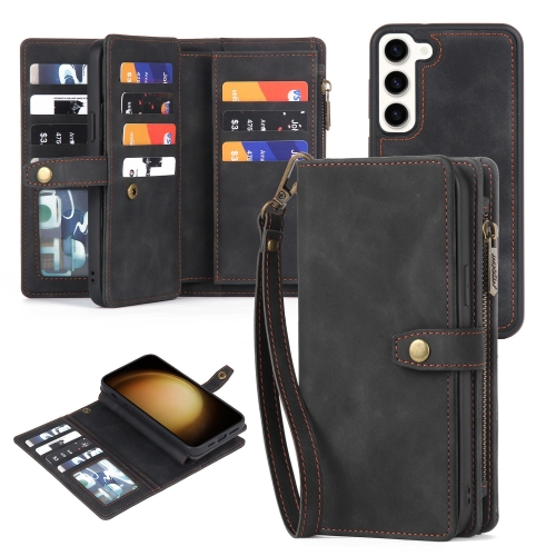 

For Samsung Galaxy S23+ 5G Zipper Wallet Detachable MagSafe Leather Phone Case(Black)