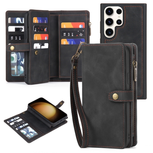 

For Samsung Galaxy S23 Ultra 5G Zipper Wallet Detachable MagSafe Leather Phone Case(Black)