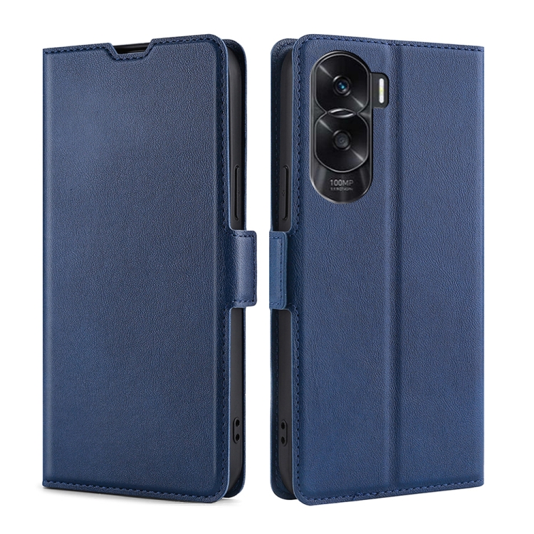 

For Honor X50i 5G Ultra-thin Voltage Side Buckle Horizontal Flip Leather Phone Case(Blue)