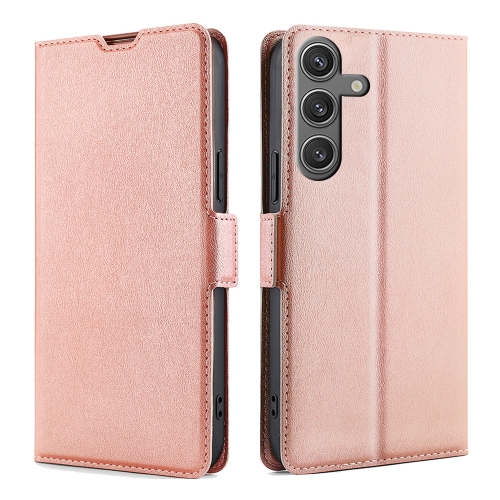 

For Samsung Galaxy S24 5G Ultra-thin Voltage Side Buckle Horizontal Flip Leather Phone Case(Rose Gold)