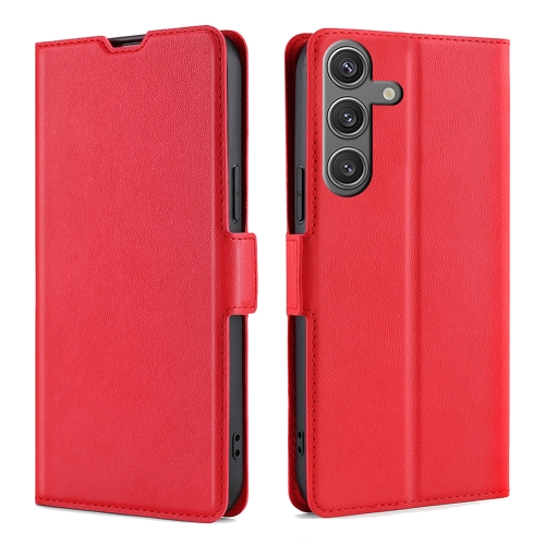 

For Samsung Galaxy S24 5G Ultra-thin Voltage Side Buckle Horizontal Flip Leather Phone Case(Red)