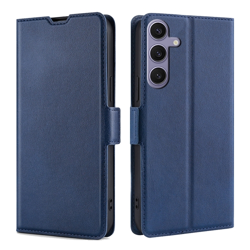 For Samsung Galaxy S24+ 5G Ultra-thin Voltage Side Buckle Horizontal Flip Leather Phone Case(Blue) classic high quality men s belts men s b letter top cow leather steel buckle blue green luxury designer belts