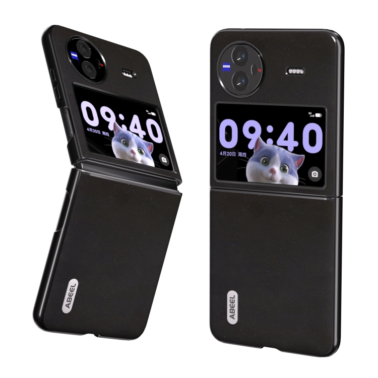 

For vivo X Flip ABEEL Genuine Leather Silky Soft Black Edge Phone Case(Black)