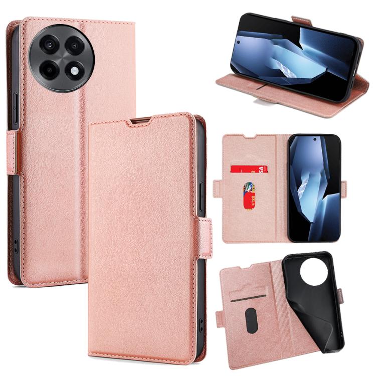 

For OnePlus Ace 5 / 5 Pro Ultra-thin Voltage Side Buckle Horizontal Flip Leather Phone Case(Rose Gold)