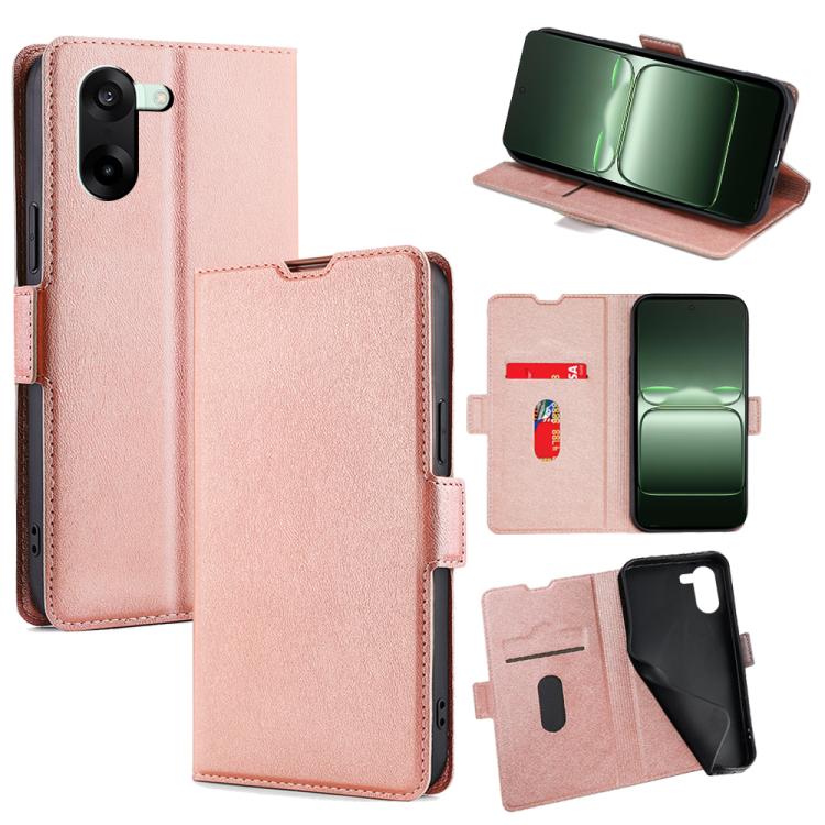 

For OnePlus Ace 5 Racing / Nord CE5 Ultra-thin Voltage Side Buckle Horizontal Flip Leather Phone Case(Rose Gold)