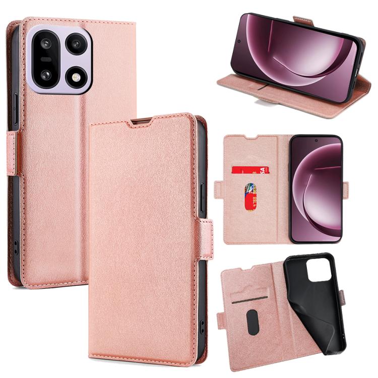 

For OnePlus 15 5G Ultra-thin Voltage Side Buckle Horizontal Flip Leather Phone Case(Rose Gold)