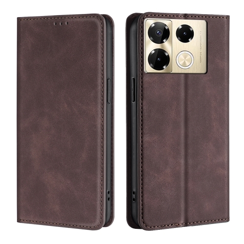

For Infinix Note 40 Pro 4G Skin Feel Magnetic Leather Phone Case(Dark Brown)