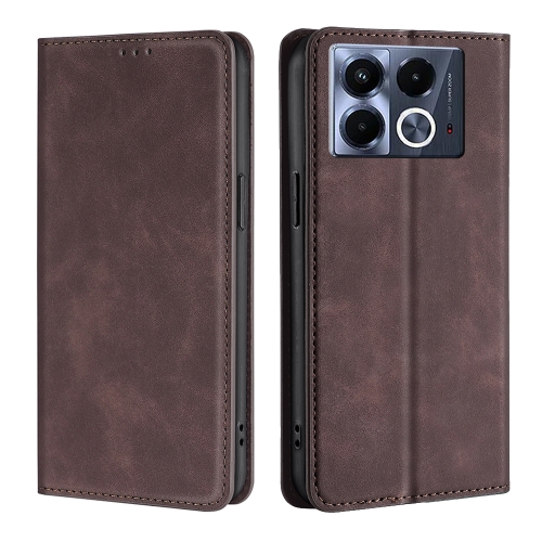 

For Infinix Note 40 5G Skin Feel Magnetic Leather Phone Case(Dark Brown)