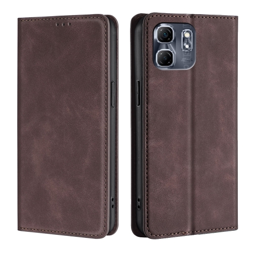 

For Infinix Hot 50i 4G Skin Feel Magnetic Leather Phone Case(Dark Brown)