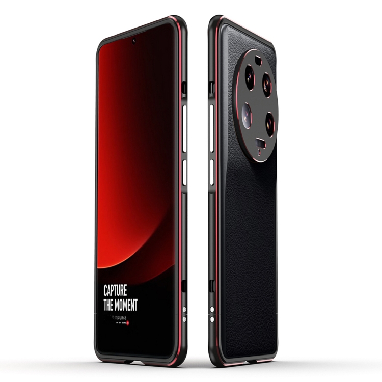 

For Xiaomi 13 Ultra LK Aurora Metal Phone Frame with Lens Cover(Black Red)