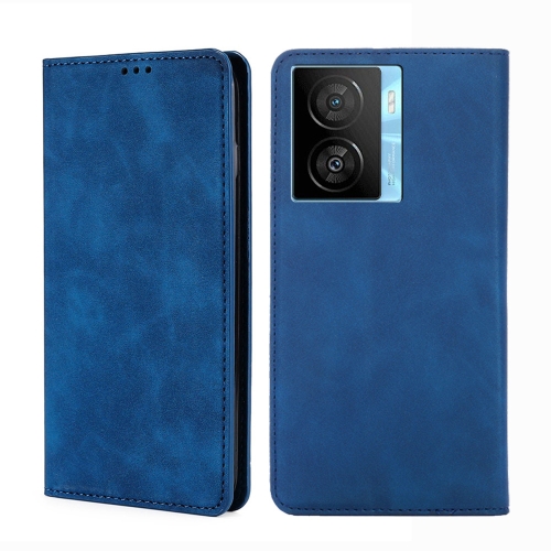 

For vivo iQOO Z7x Skin Feel Magnetic Leather Phone Case(Blue)