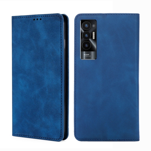 

For Tecno Pova 5G Skin Feel Magnetic Leather Phone Case(Blue)