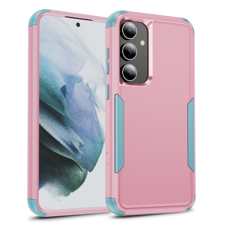 

For Samsung Galaxy S24+ 5G TPU + PC Shockproof Protective Phone Case(Pink + Grey Green)