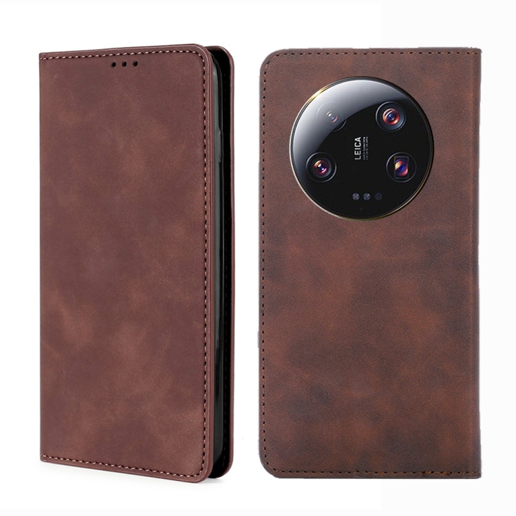 

For Xiaomi 13 Ultra 5G Skin Feel Magnetic Leather Phone Case(Dark Brown)