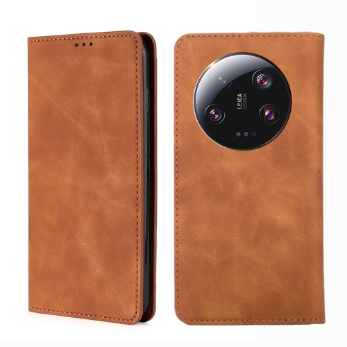 

For Xiaomi 13 Ultra 5G Skin Feel Magnetic Leather Phone Case(Light Brown)