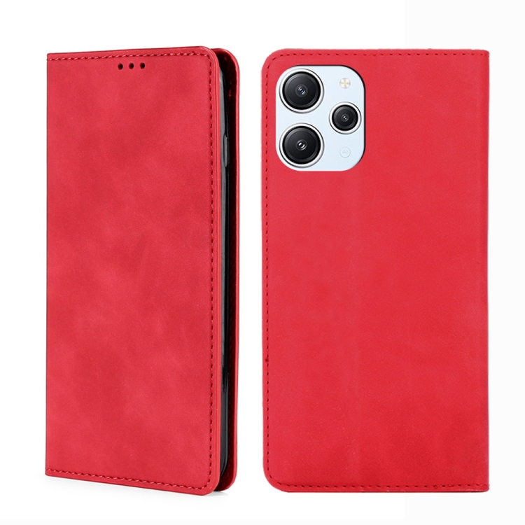 

For Xiaomi Redmi 12 4G Skin Feel Magnetic Leather Phone Case(Red)