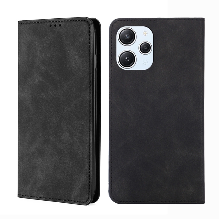 

For Xiaomi Redmi 12 4G Skin Feel Magnetic Leather Phone Case(Black)