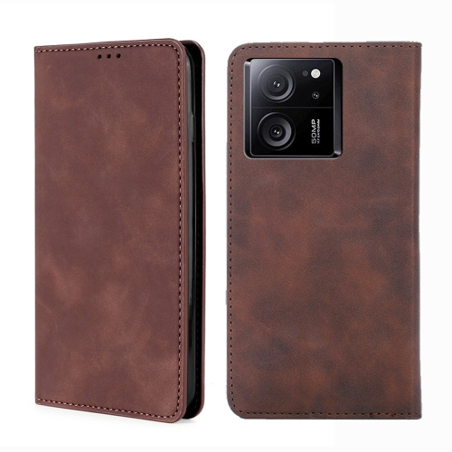 

For Xiaomi Redmi K60 Ultra Skin Feel Magnetic Leather Phone Case(Dark Brown)