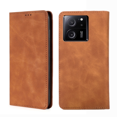 

For Xiaomi Redmi K60 Ultra Skin Feel Magnetic Leather Phone Case(Light Brown)