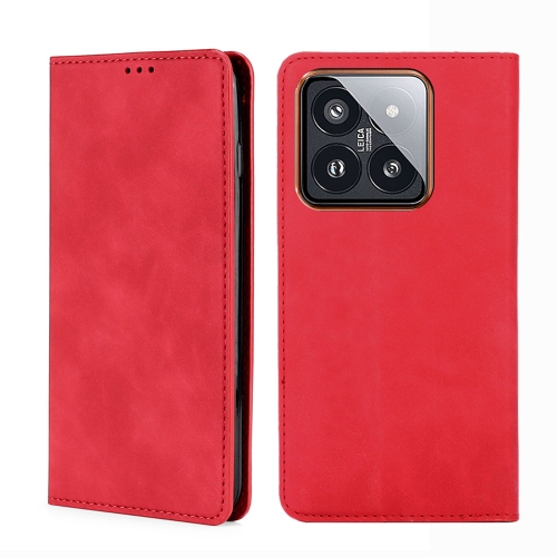 

For Xiaomi 14 Pro Skin Feel Magnetic Leather Phone Case(Red)