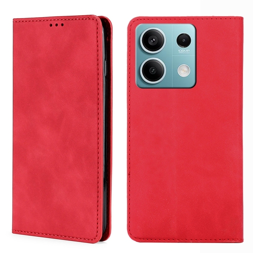 

For Xiaomi Redmi Note 13 4G Skin Feel Magnetic Leather Phone Case(Red)