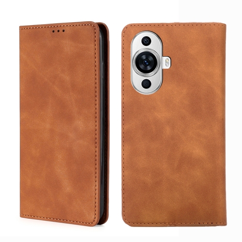 

For Huawei nova 11 4G Skin Feel Magnetic Leather Phone Case(Light Brown)