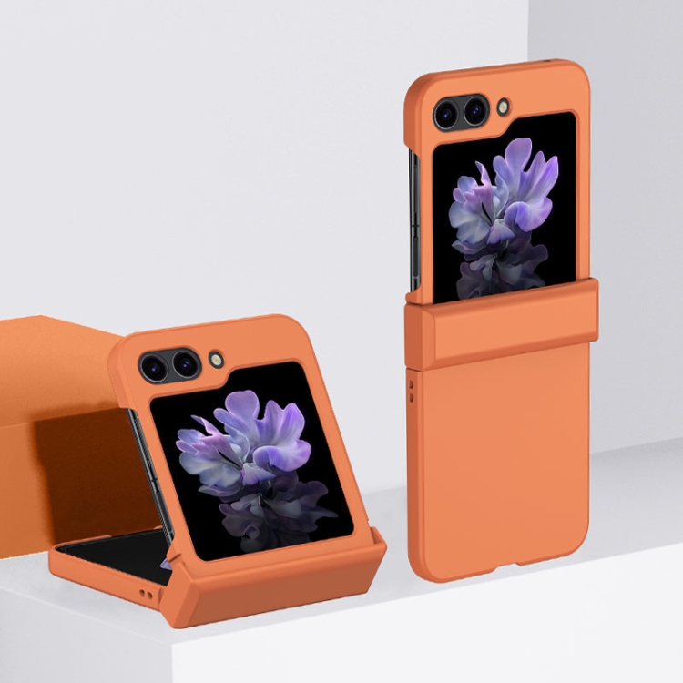 For Samsung Galaxy Z Flip6 Skin Feel PC Phone Case with Hinge(Orange)