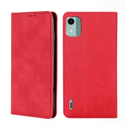 

For Nokia C12 Skin Feel Magnetic Leather Phone Case(Red)