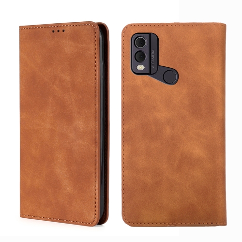 

For Nokia C22 Skin Feel Magnetic Leather Phone Case(Light Brown)