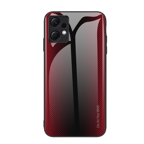 For Xiaomi Redmi Note 12 4G Global Texture Gradient Glass TPU Phone Case(Red)