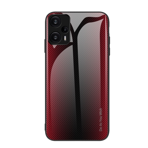 

For Xiaomi Redmi Note 12 Turbo Texture Gradient Glass TPU Phone Case(Red)