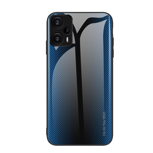 

For Xiaomi Redmi Note 12 Turbo Texture Gradient Glass TPU Phone Case(Blue)