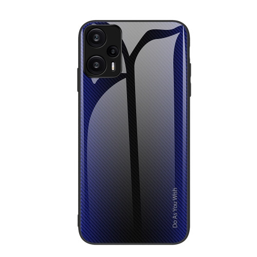 

For Xiaomi Redmi Note 12 Turbo Texture Gradient Glass TPU Phone Case(Dark Blue)