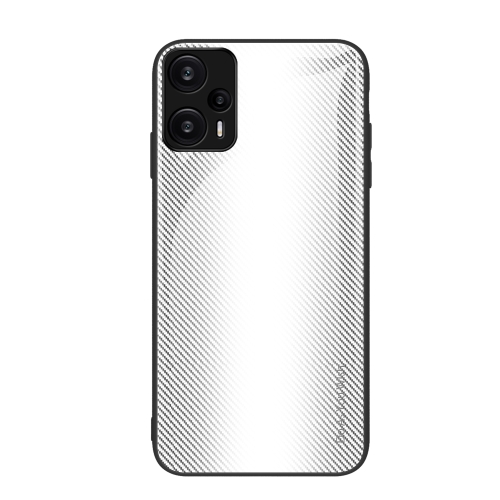 

For Xiaomi Redmi Note 12 Turbo Texture Gradient Glass TPU Phone Case(White)