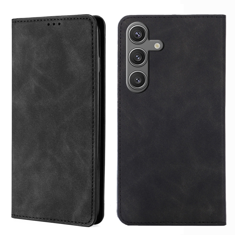 

For Samsung Galaxy S24 5G Skin Feel Magnetic Leather Phone Case(Black)