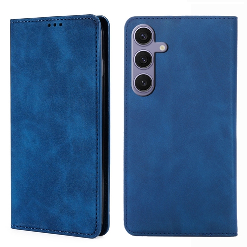 For Samsung Galaxy S24+ 5G Skin Feel Magnetic Leather Phone Case(Blue) for samsung galaxy s24 5g skin feel butterfly embossed flip leather phone case purple