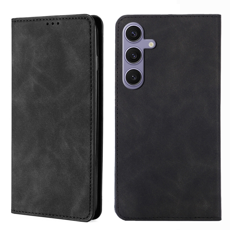 

For Samsung Galaxy S24+ 5G Skin Feel Magnetic Leather Phone Case(Black)