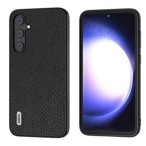 

For Samsung Galaxy S23 FE 5G ABEEL Genuine Leather Litchi Texture Phone Case(Black)