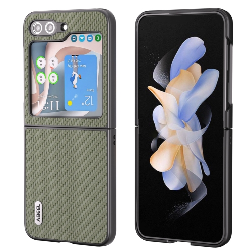 For Samsung Galaxy Z Flip6 ABEEL Carbon Fiber Texture Protective Phone Case(Green)