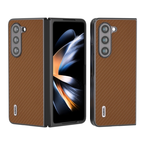 

For Samsung Galaxy Z Fold6 ABEEL Carbon Fiber Texture Protective Phone Case(Light Brown)